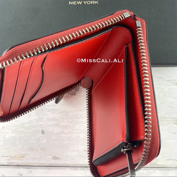 NWT COACH Medium Zip Around Wallet w/ Patch - Red - Picture 8 of 15
